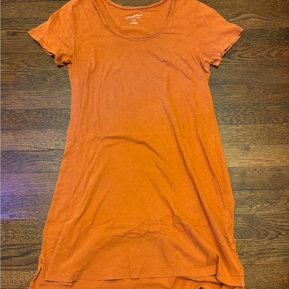 Universal Thread Asymmetrical Orange Cap Sleeve Midi Dress